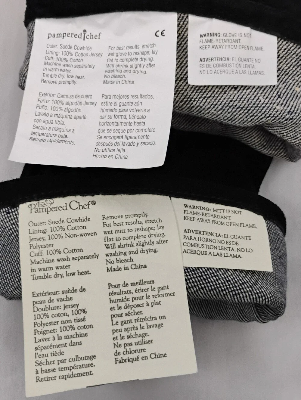 Vintage The Pampered Chef Black Suede Oven Mitts BBQ Grill Gloves Heat Resistant